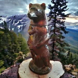 Vtg Avon Kodiak Bear Wild Country Aftershave 6 Oz Bottle Decanter Amber